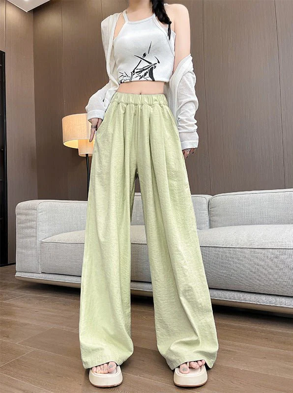 High waist loose casual slim straight mopping drape wide leg pants - Image 10