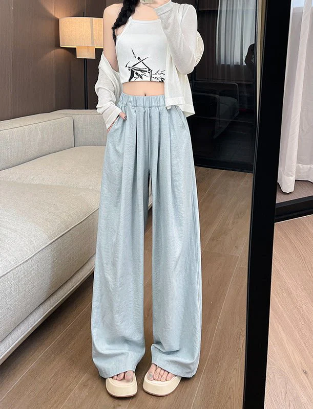High waist loose casual slim straight mopping drape wide leg pants - Image 6