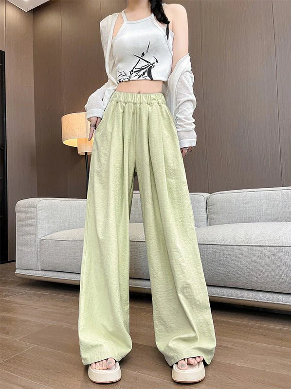 High waist loose casual slim straight mopping drape wide leg pants FD - Image 4
