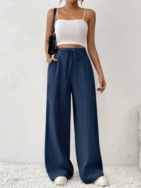 High-Waist Wide-Leg Casual Pants – Solid Color - Image 3