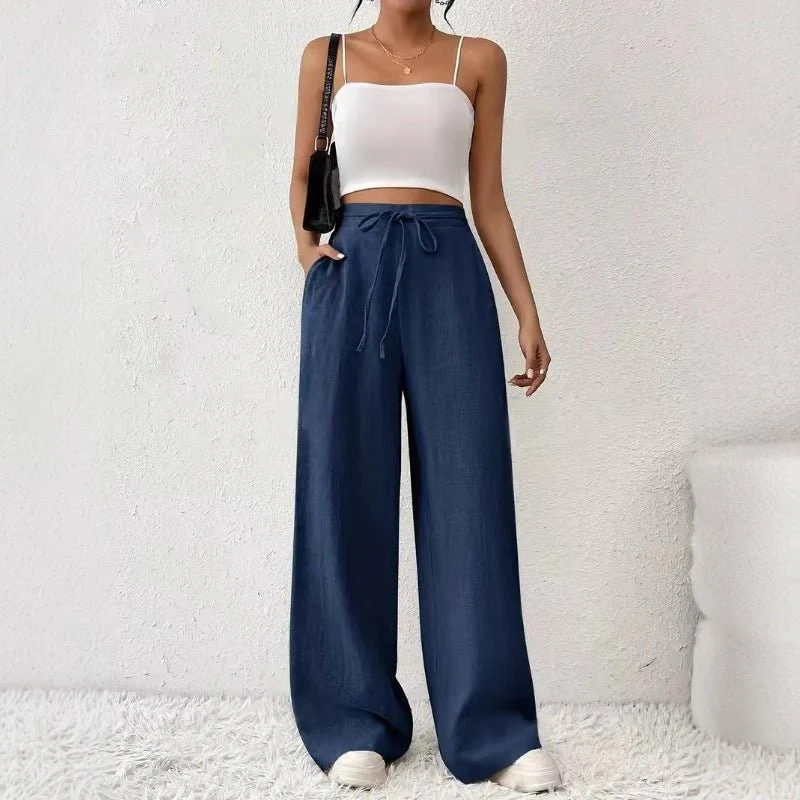 High-Waist Wide-Leg Casual Pants – Solid Color - Image 4