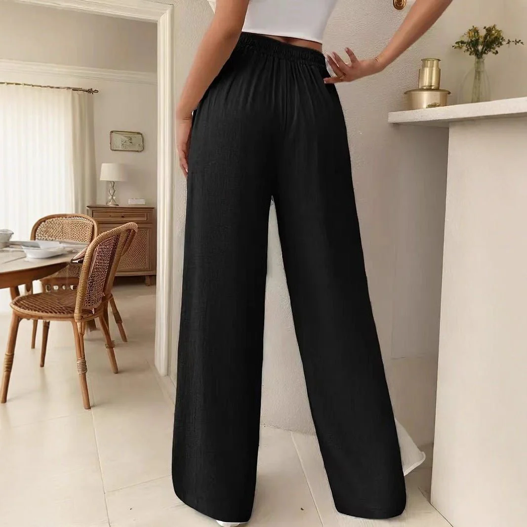 High-Waist Wide-Leg Casual Pants – Solid Color - Image 5