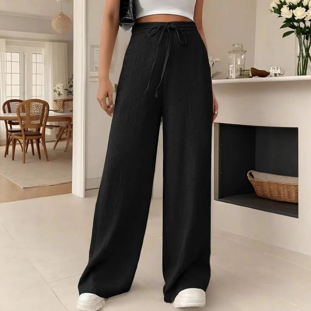 High-Waist Wide-Leg Casual Pants – Solid Color - Image 6