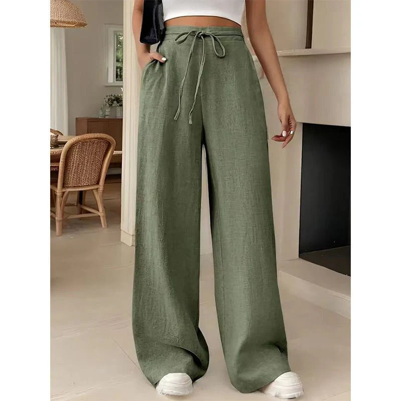 High-Waist Wide-Leg Casual Pants – Solid Color FD - Image 2