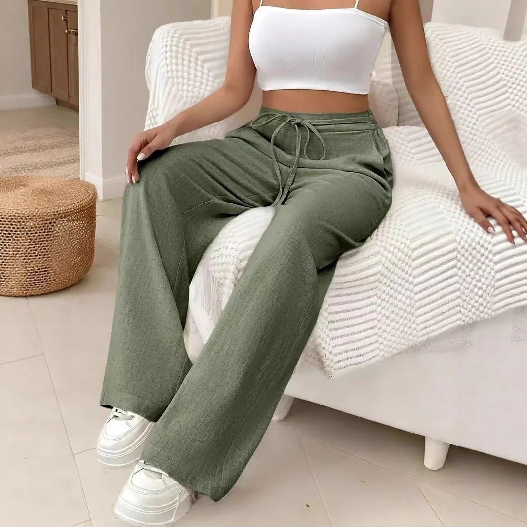 High-Waist Wide-Leg Casual Pants – Solid Color FD - Image 7
