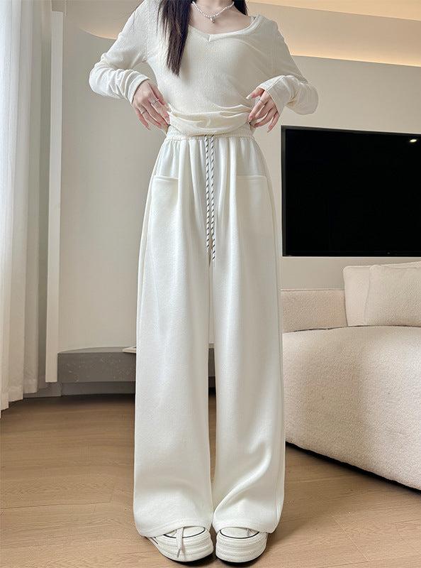 High-Waist Wide-Leg Cotton Blend Pants – Loose Fit, Drawstring, Japanese & Korean Leisure Casual Style - Image 10