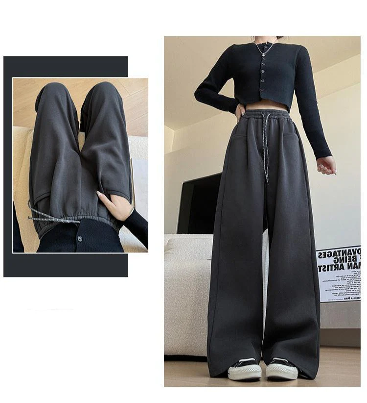 High-Waist Wide-Leg Cotton Blend Pants – Loose Fit, Drawstring, Japanese & Korean Leisure Casual Style - Image 11