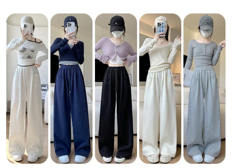 High-Waist Wide-Leg Cotton Blend Pants – Loose Fit, Drawstring, Japanese & Korean Leisure Casual Style - Image 13