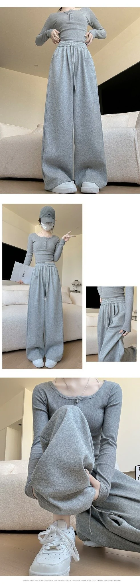 High-Waist Wide-Leg Cotton Blend Pants – Loose Fit, Drawstring, Japanese & Korean Leisure Casual Style - Image 16
