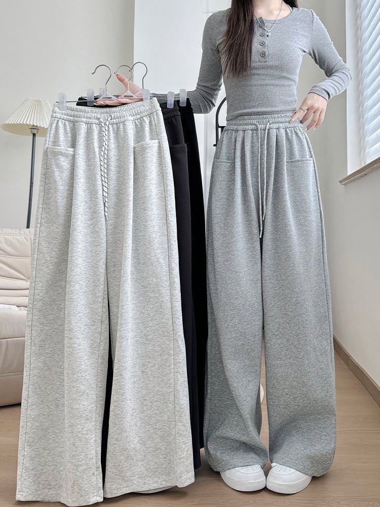 High-Waist Wide-Leg Cotton Blend Pants – Loose Fit, Drawstring, Japanese & Korean Leisure Casual Style FD