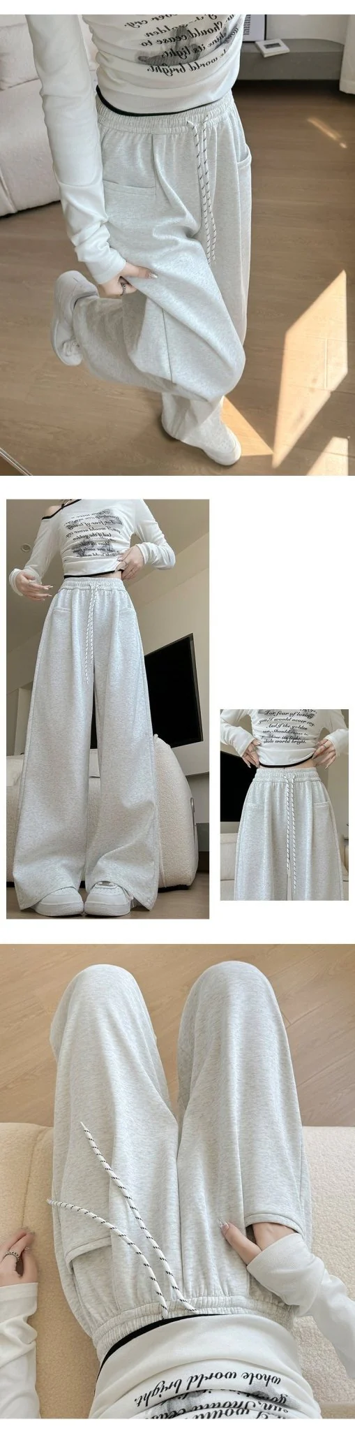 High-Waist Wide-Leg Cotton Blend Pants – Loose Fit, Drawstring, Japanese & Korean Leisure Casual Style FD - Image 15