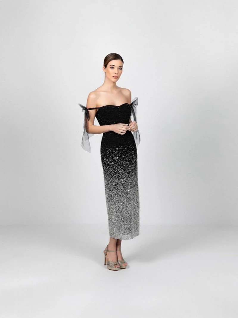 High-waisted V-neck sequined evening dress with raglan sleeves, long dress for banquets, parties, and cocktail parties - Image 3