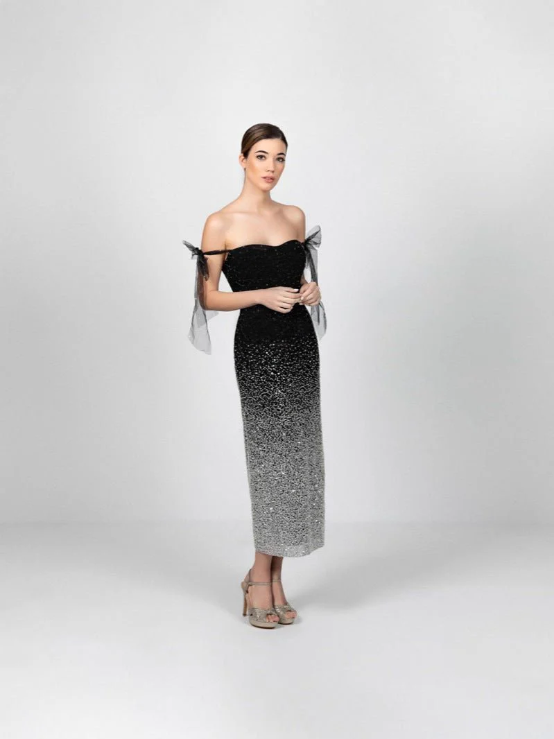 High-waisted V-neck sequined evening dress with raglan sleeves, long dress for banquets, parties, and cocktail parties - Image 6