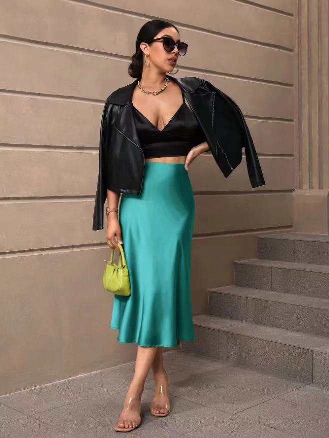 Hip fishtail skirt satin mid-length skirt - Image 10