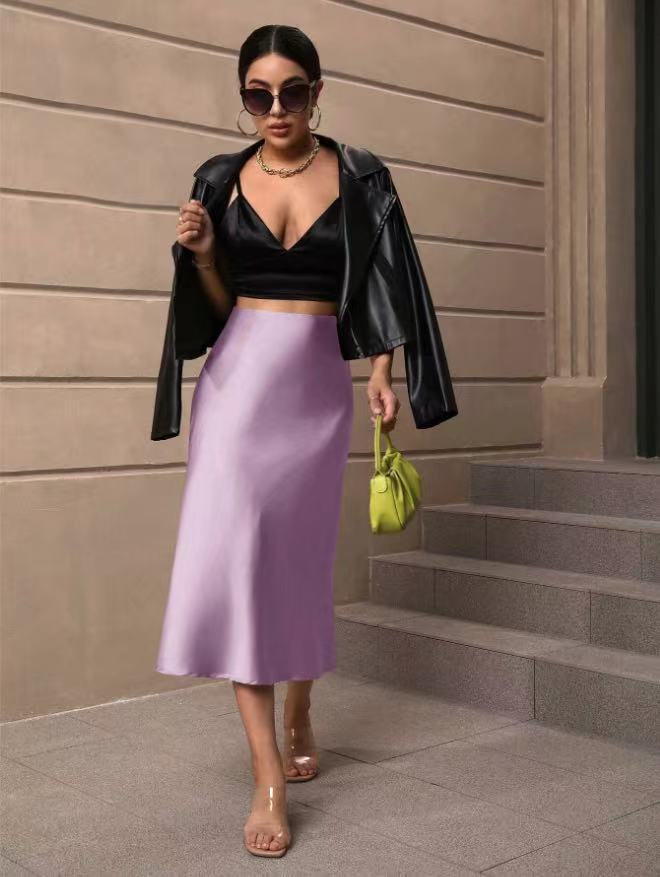 Hip fishtail skirt satin mid-length skirt - Image 11
