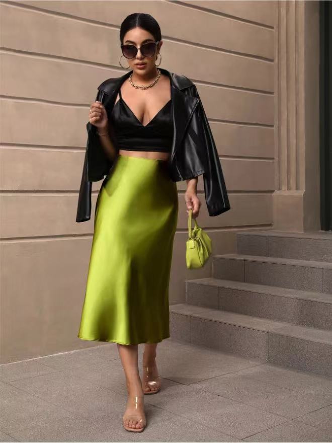 Hip fishtail skirt satin mid-length skirt - Image 12