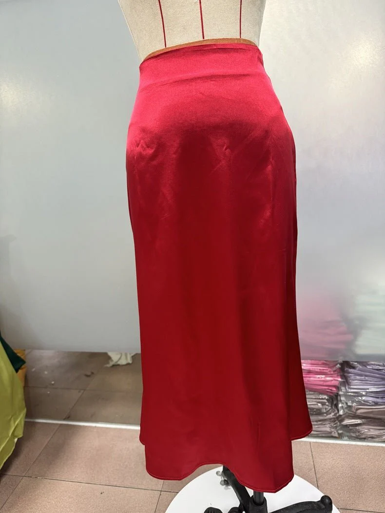 Hip fishtail skirt satin mid-length skirt - Image 23