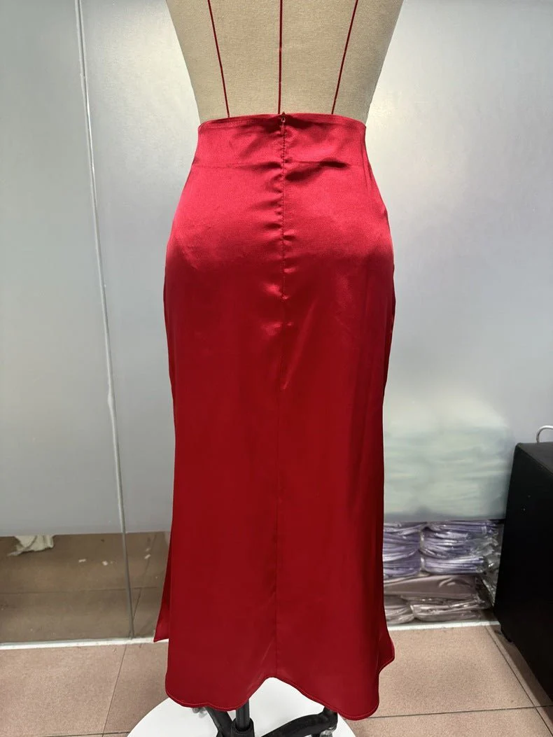 Hip fishtail skirt satin mid-length skirt - Image 24