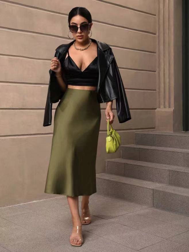 Hip fishtail skirt satin mid-length skirt - Image 4