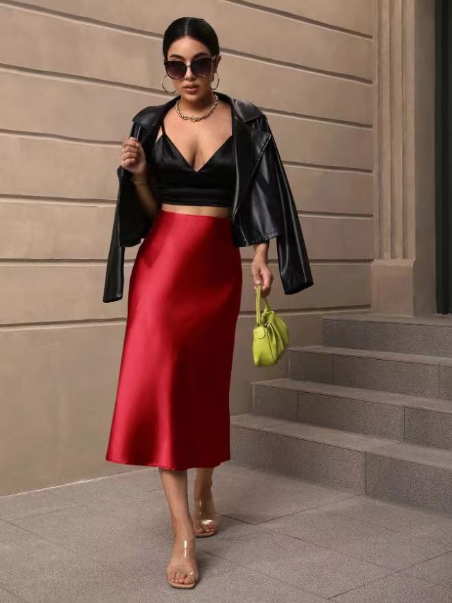 Hip fishtail skirt satin mid-length skirt - Image 5