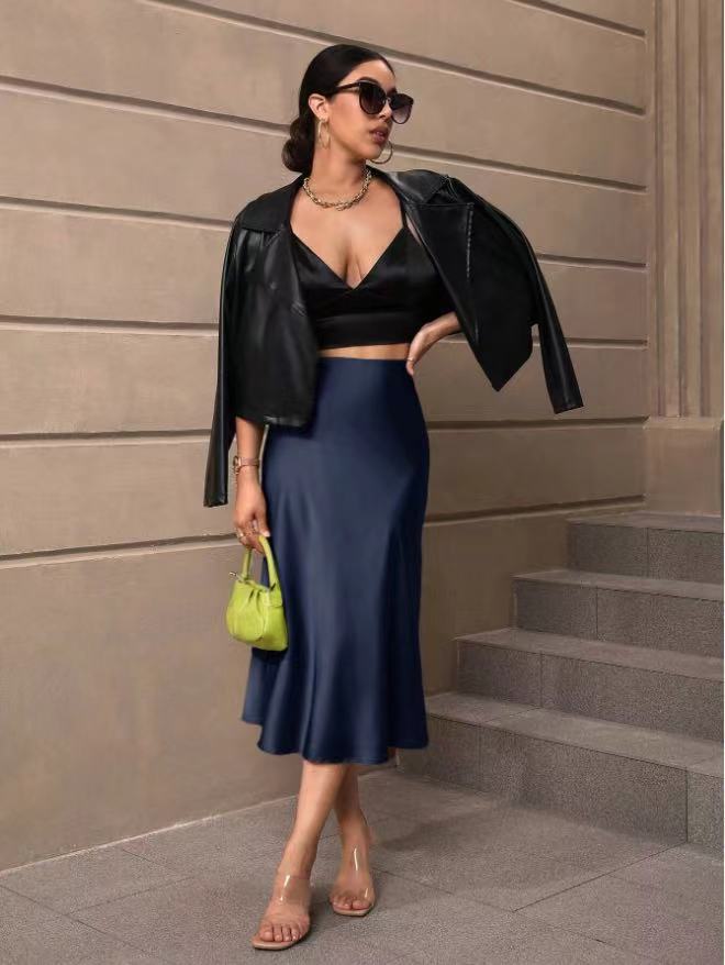 Hip fishtail skirt satin mid-length skirt - Image 7