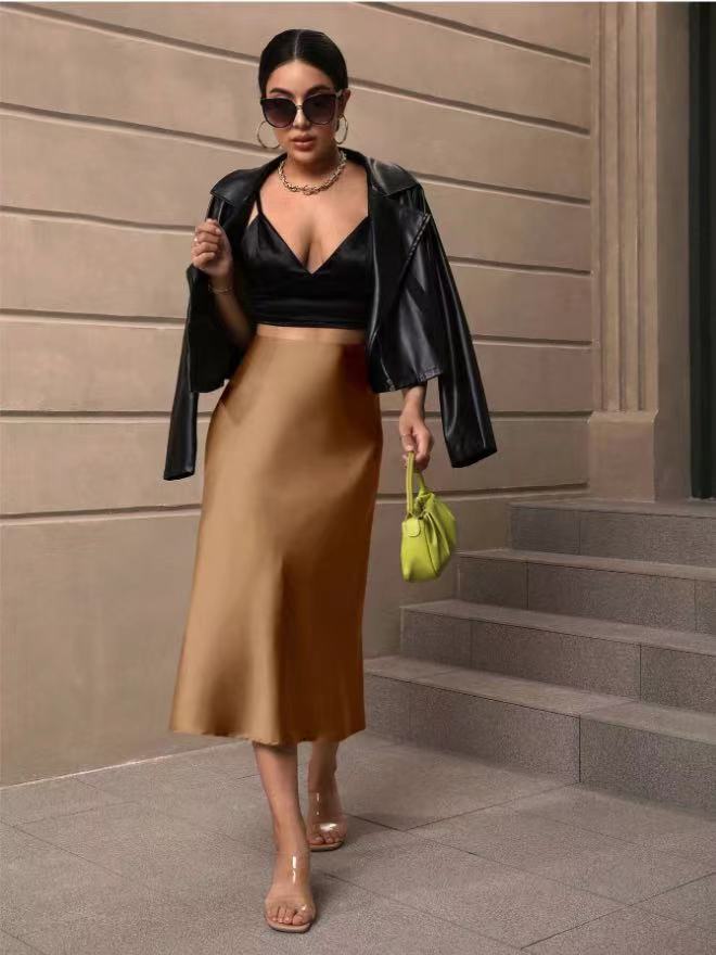 Hip fishtail skirt satin mid-length skirt - Image 9