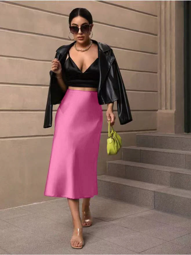 Hip fishtail skirt satin mid-length skirt FD - Image 17