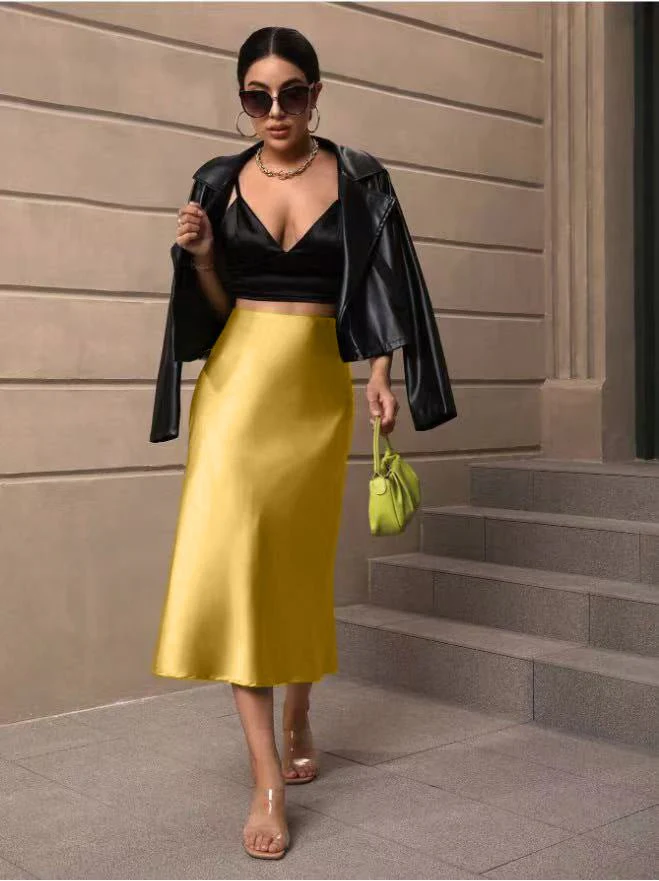 Hip fishtail skirt satin mid-length skirt FD - Image 18