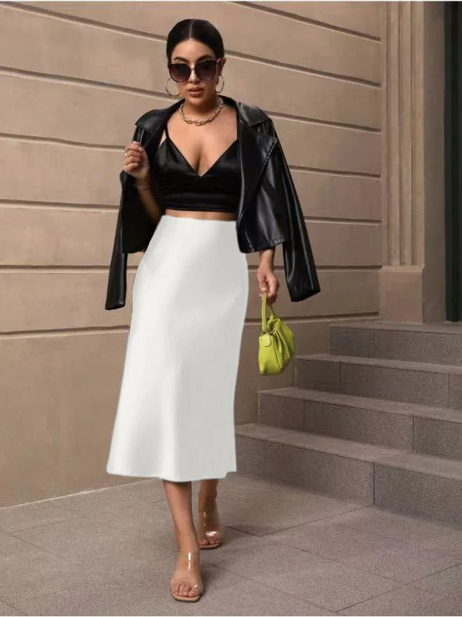Hip fishtail skirt satin mid-length skirt FD - Image 22