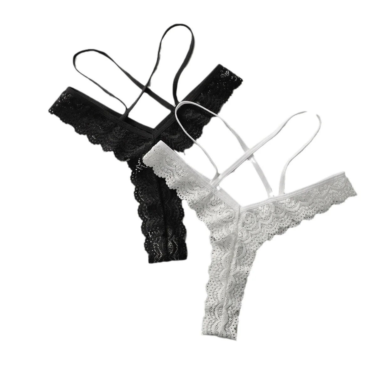 Hollow Desire | Lace Hollow Pure Desire Panties Set Black & White - Image 6