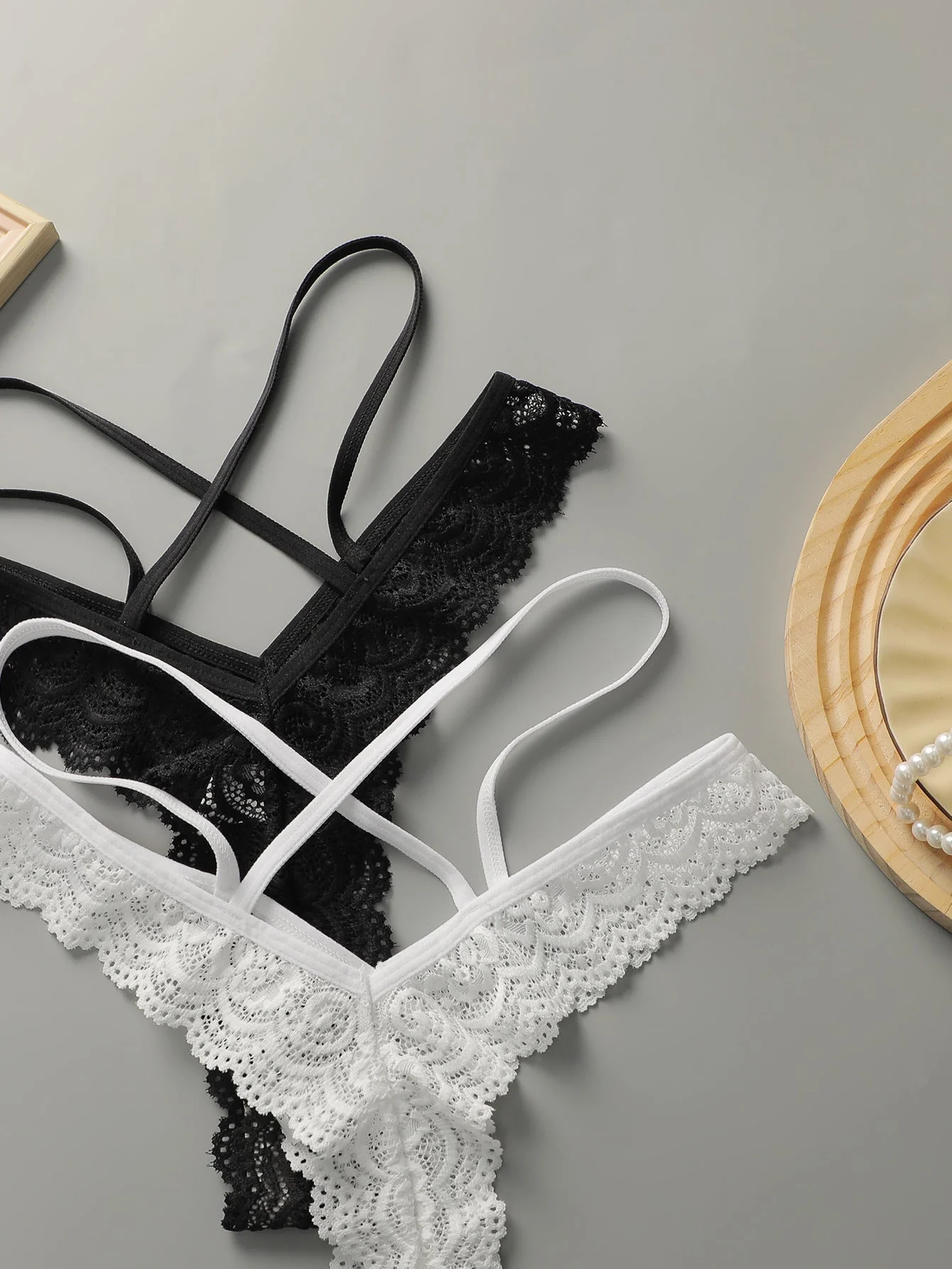 Hollow Desire | Lace Hollow Pure Desire Panties Set Black & White - Image 9
