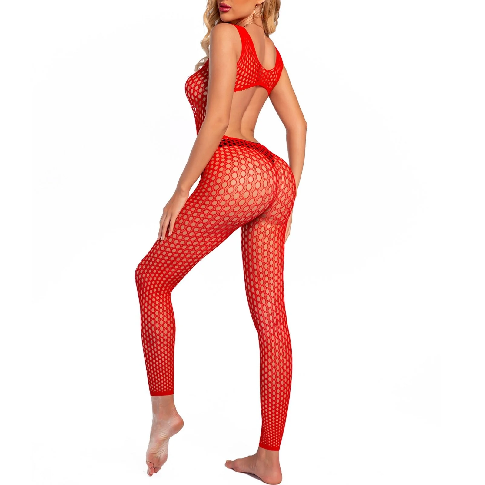 Hollow Luxe | Backless Net Tights Jumpsuit Black - Image 3