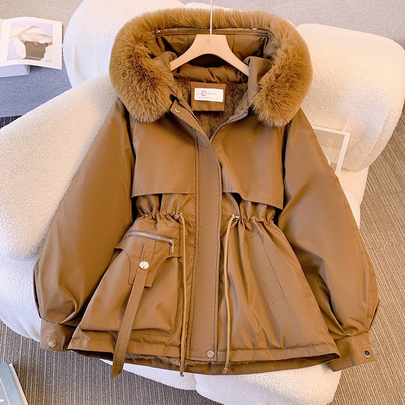 Hooded Elegance | Faux Fur Collar Slim Fit Cotton Winter Coat - Image 8