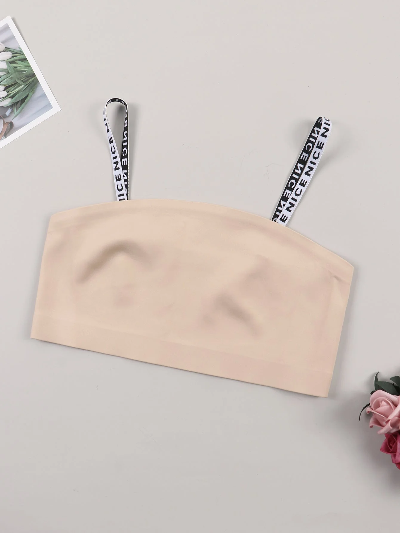 Ice Silk Charm | Seamless Letter Strap Tube Top Bra Beautiful Back - Image 8