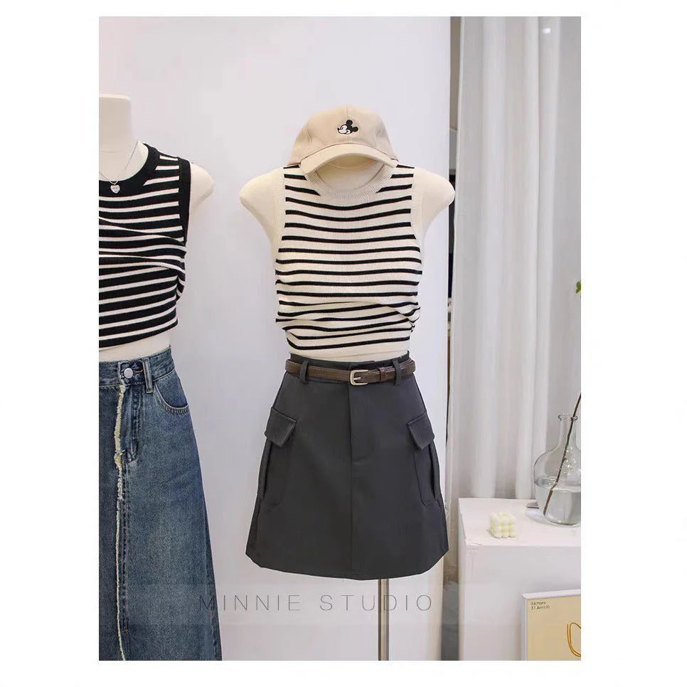 Ice Silk Striped Short Top | Summer 2025 Collection - Image 2
