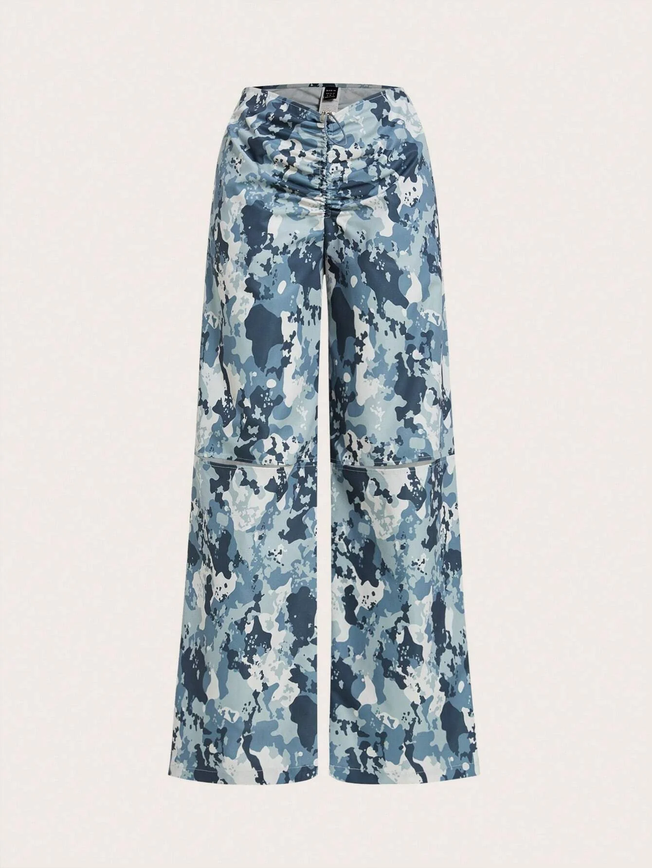 ICON Camo Print Drawstring Ruched Wide Leg Pants - Image 14