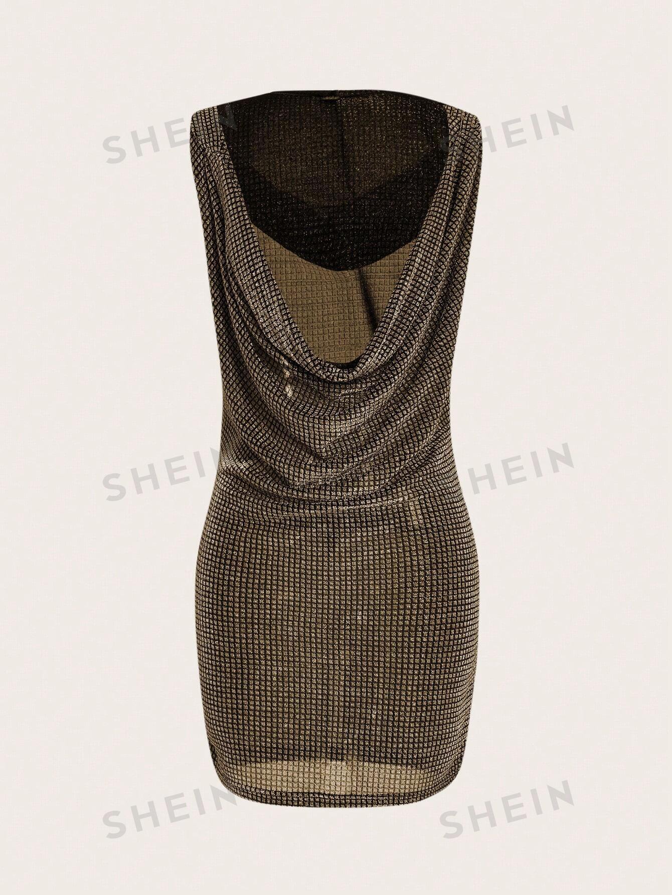 ICON Hooded Dress With Drape Collar - Image 5