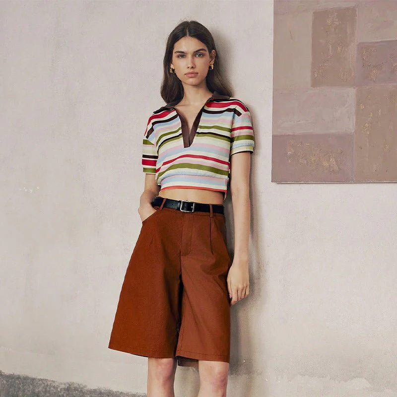 independent station an and n style temperament striped POLO shirt 2025 summer new commuter striped short-sleeved women - Image 4