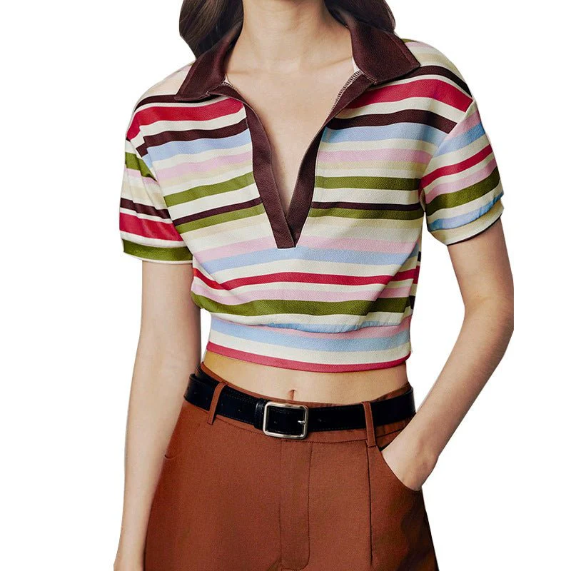 independent station an and n style temperament striped POLO shirt 2025 summer new commuter striped short-sleeved women - Image 6