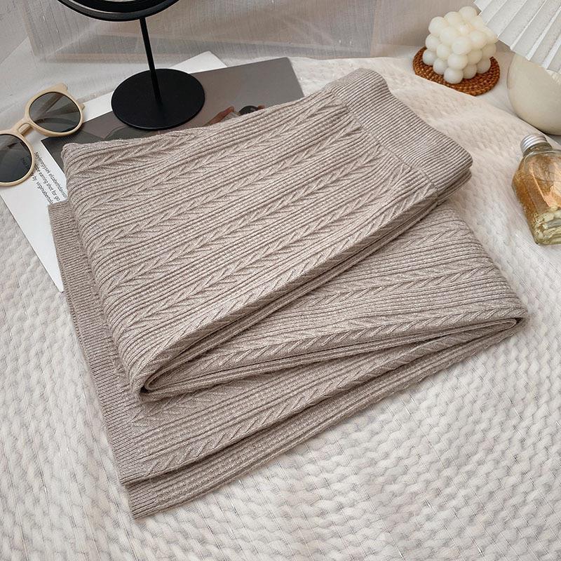 Japanese Style Knit Straight-Leg Pants – Elastic Waist Thick Casual Trousers - Image 4