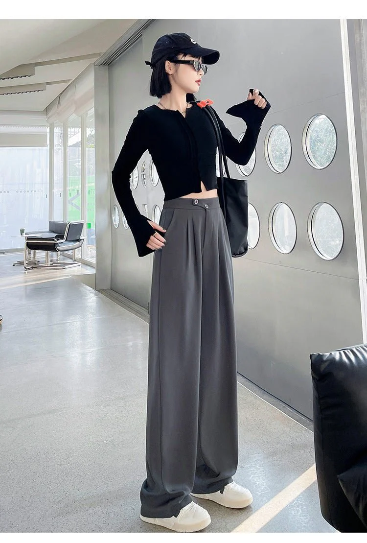 Khaki suit pants high-end pants women spring and autumn new loose casual pants drape women's clothing wide-leg pants women's pants - Image 10