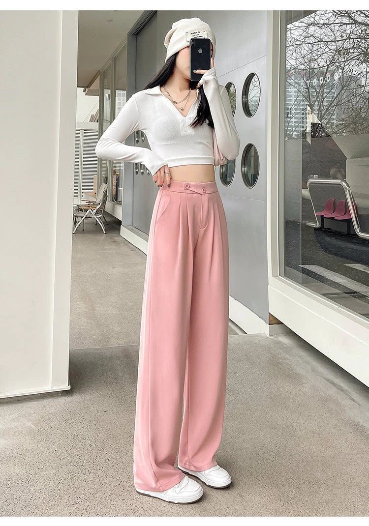 Khaki suit pants high-end pants women spring and autumn new loose casual pants drape women's clothing wide-leg pants women's pants - Image 13