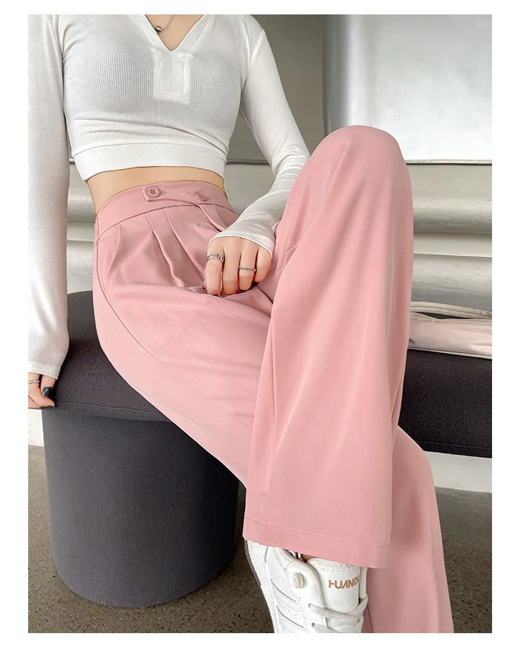 Khaki suit pants high-end pants women spring and autumn new loose casual pants drape women's clothing wide-leg pants women's pants - Image 14