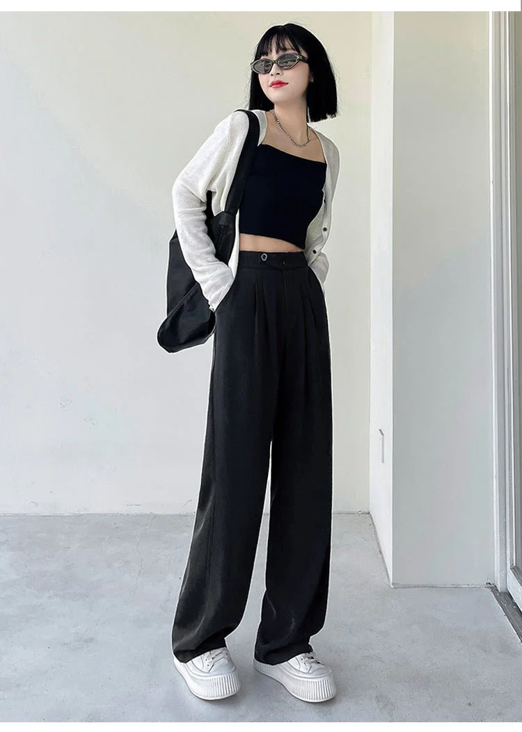 Khaki suit pants high-end pants women spring and autumn new loose casual pants drape women's clothing wide-leg pants women's pants - Image 19