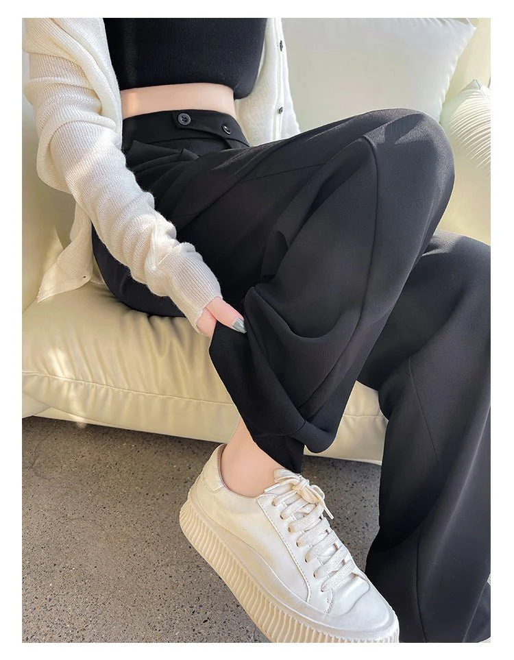 Khaki suit pants high-end pants women spring and autumn new loose casual pants drape women's clothing wide-leg pants women's pants - Image 20
