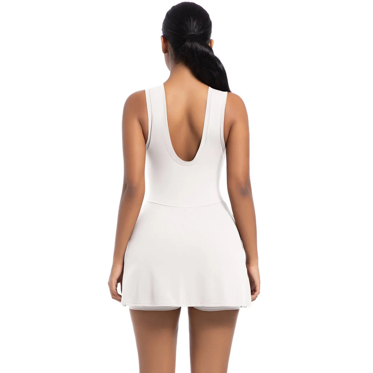 Kinetic Bloom | Backless Cooling Tennis Dress with Built-in Romper - Image 4