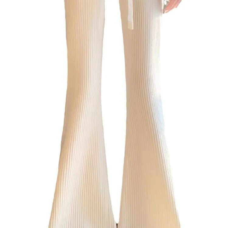Korean knitted women's tassel flared pants mopping drape narrow version wide leg pants thick - Image 7
