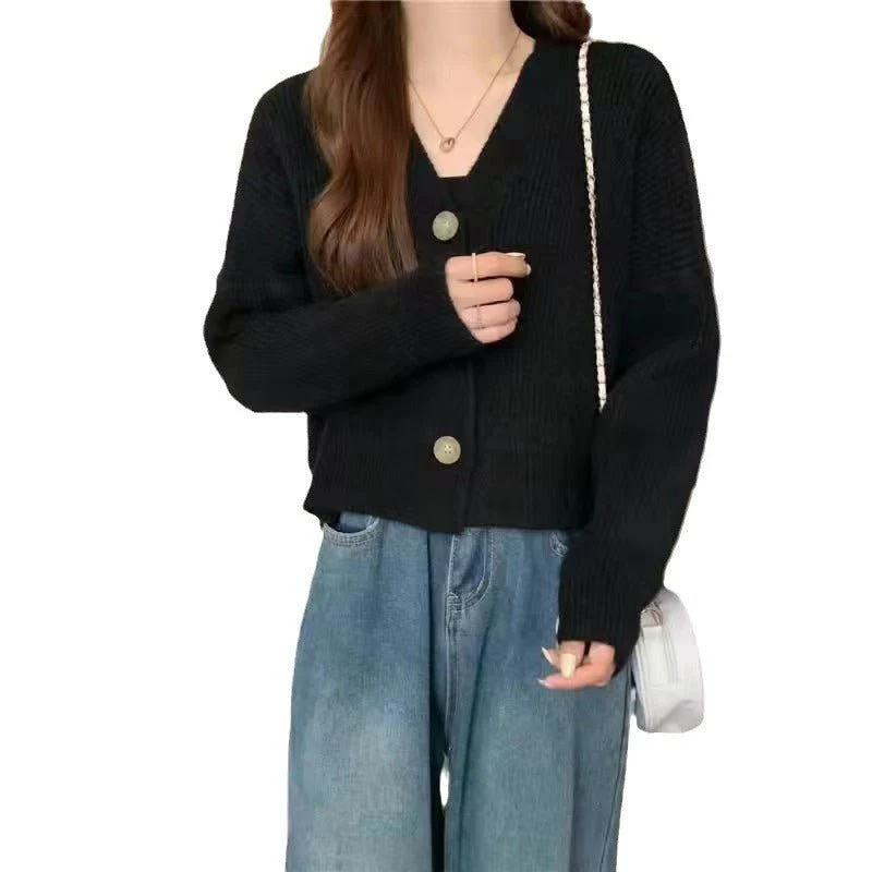Korean lazy wind sweater knitted sweater 2025 autumn and winter new solid color top women's soft waxy cardigan jacket FD - Image 5