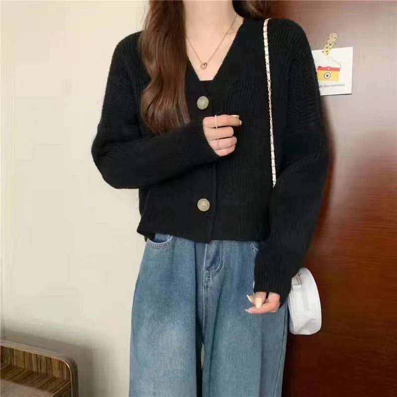 Korean lazy wind sweater knitted sweater 2025 autumn and winter new solid color top women's soft waxy cardigan jacket FD - Image 7