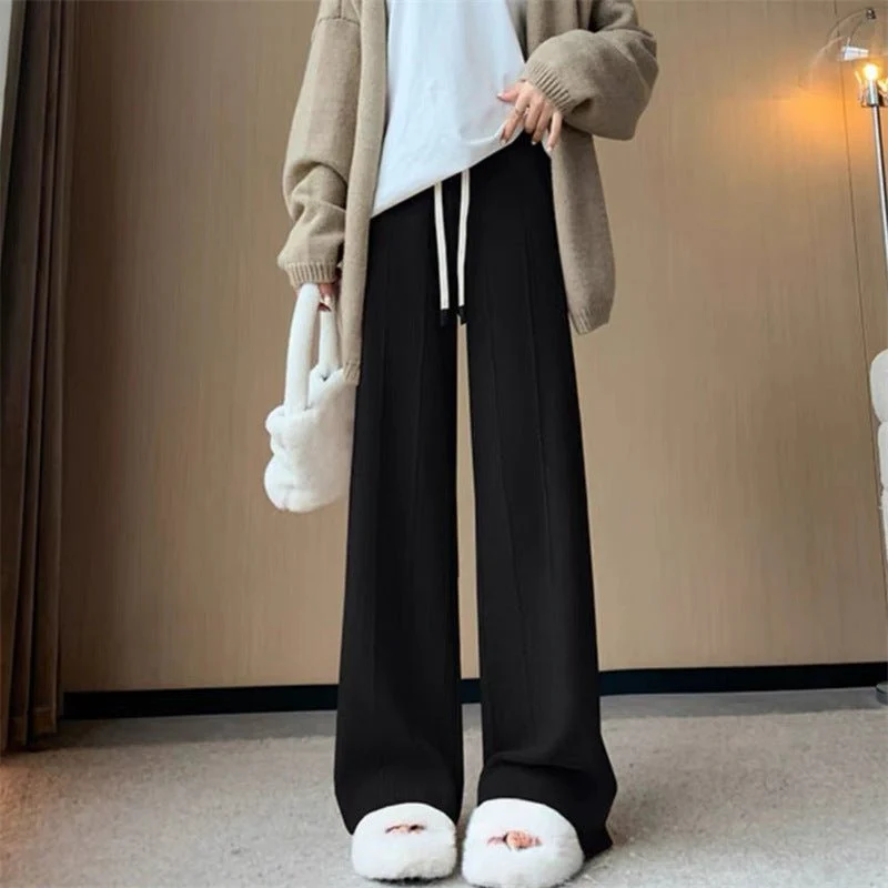 Korean Leisure Knit Pants – High-Waist Straight-Leg Trousers for Everyday Wear - Image 2